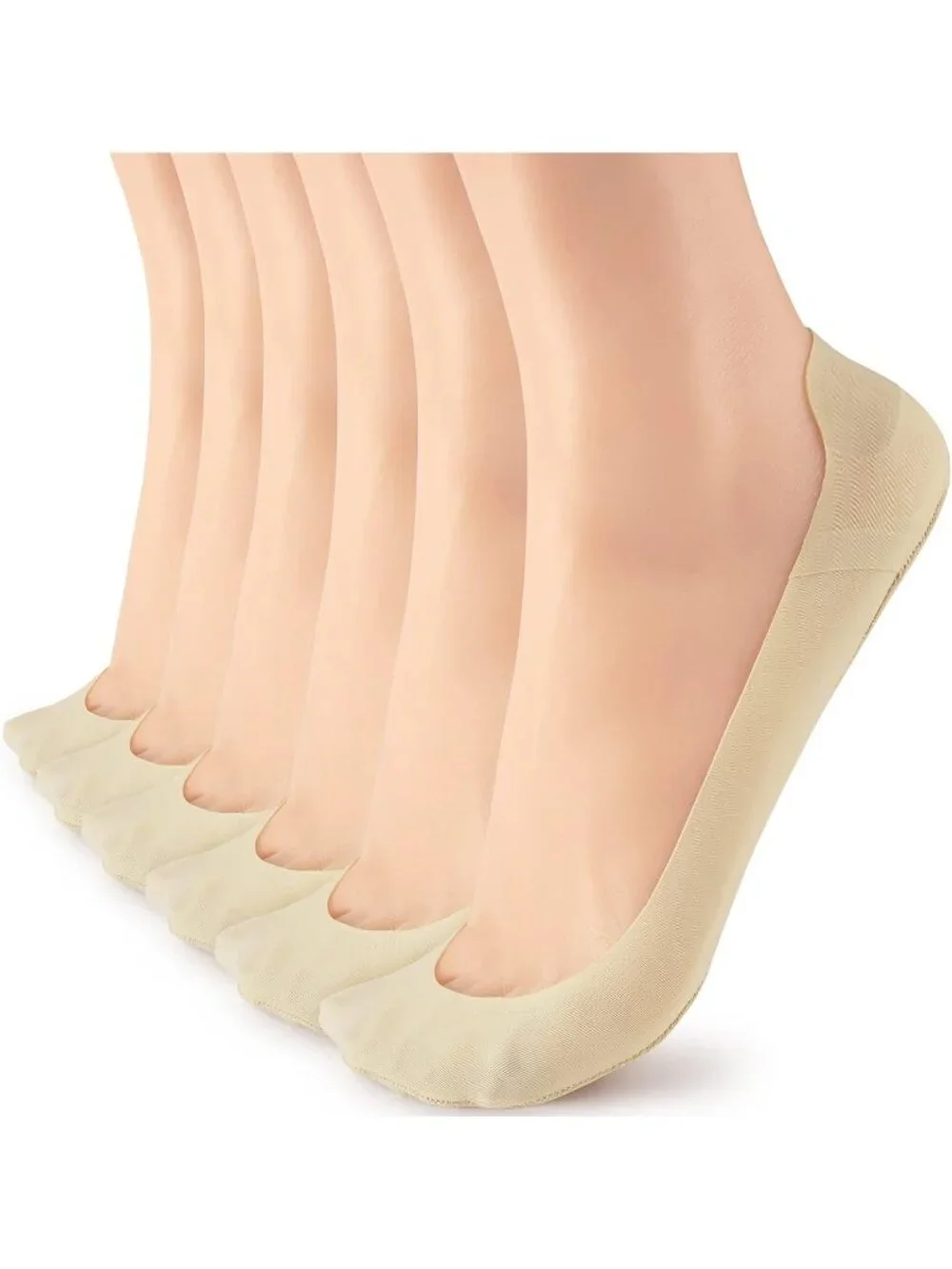 🧦Women's Nude 6 Pcs No Show Socks Liner Ultra Low Cut Non Slip Socks for Flats
